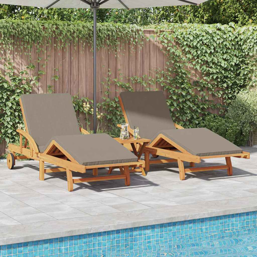 Solstol 2 Pcs Taupe 200 X 67 X 84 Cm Massivt Akaciaträ