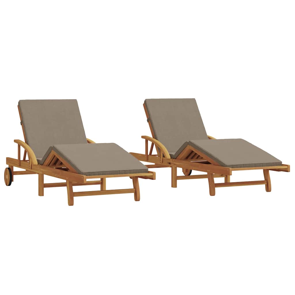 Solstol 2 Pcs Taupe 200 X 67 X 84 Cm Massivt Akaciaträ
