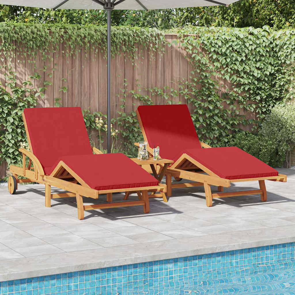 Solstol 2 Pcs Röd 200 X 67 X 84 Cm Massivt Akaciaträ