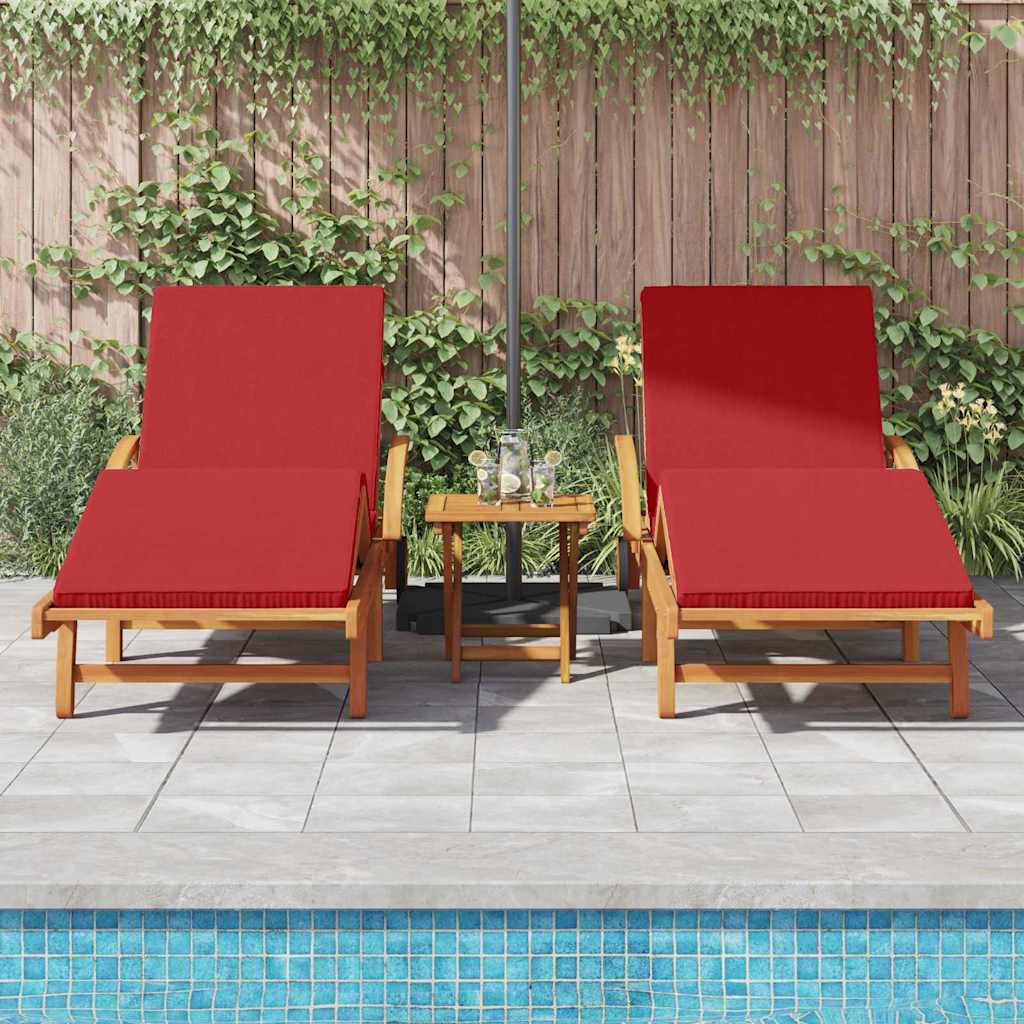 Solstol 2 Pcs Röd 200 X 67 X 84 Cm Massivt Akaciaträ