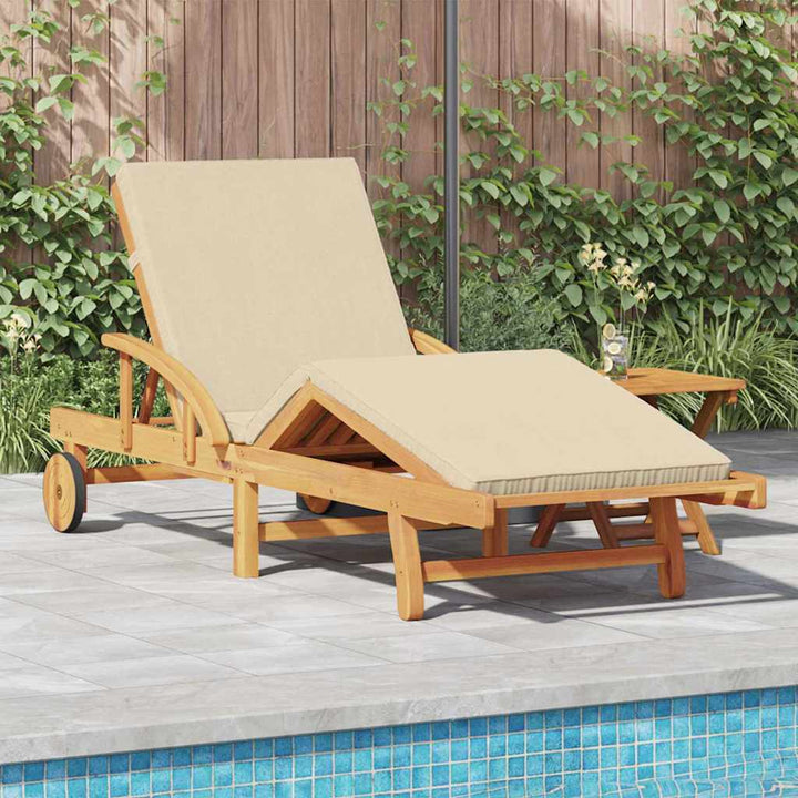 Solstol 2 Pcs Beige 200 X 67 X 84 Cm Massivt Akaciaträ