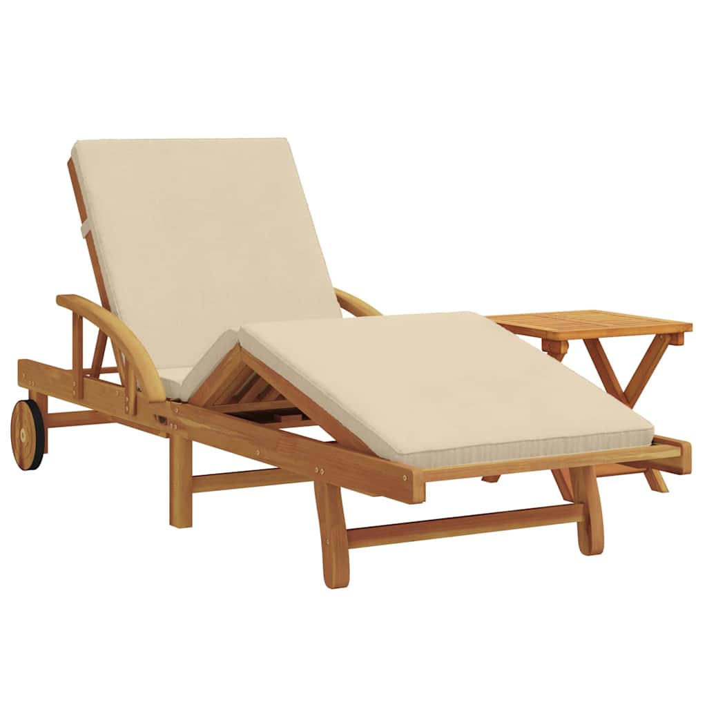 Solstol 2 Pcs Beige 200 X 67 X 84 Cm Massivt Akaciaträ