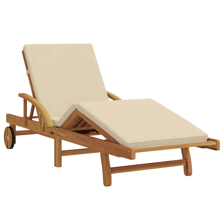 Solstol 2 Pcs Beige 200 X 67 X 84 Cm Massivt Akaciaträ