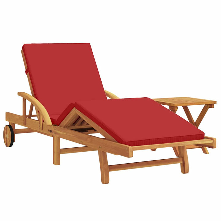 Solstol 2 Pcs Röd 200 X 67 X 84 Cm Massivt Akaciaträ