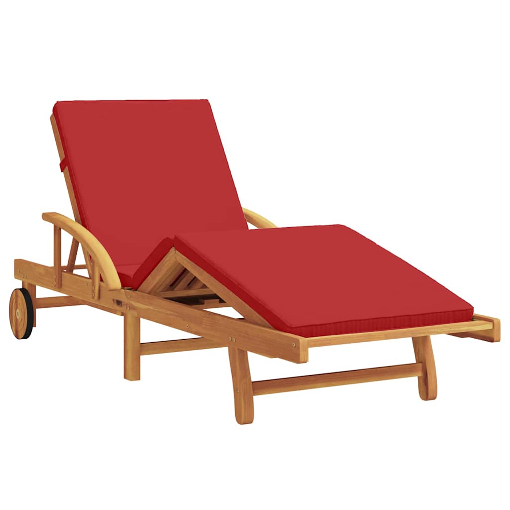 Solstol 2 Pcs Röd 200 X 67 X 84 Cm Massivt Akaciaträ