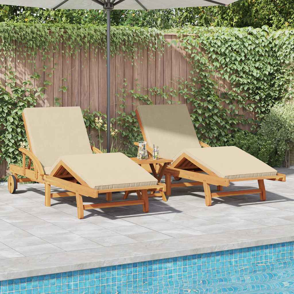 Solstol 3 Pcs Beige 200 X 67 X 84 Cm Massivt Akaciaträ