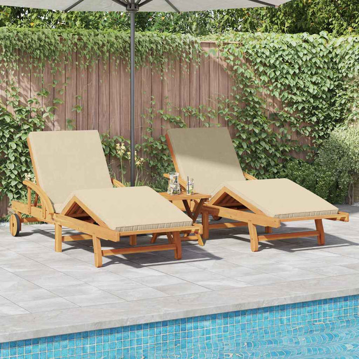 Solstol 3 Pcs Beige 200 X 67 X 84 Cm Massivt Akaciaträ
