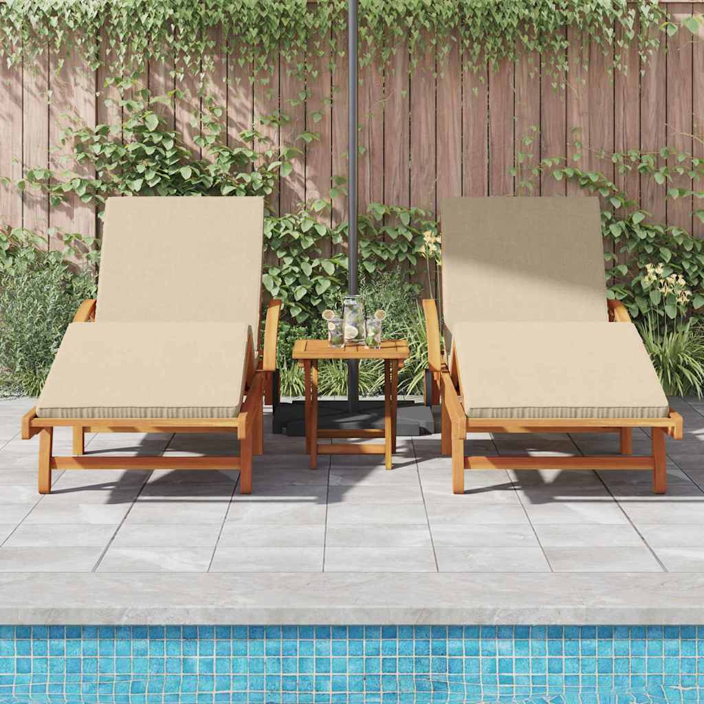 Solstol 3 Pcs Beige 200 X 67 X 84 Cm Massivt Akaciaträ