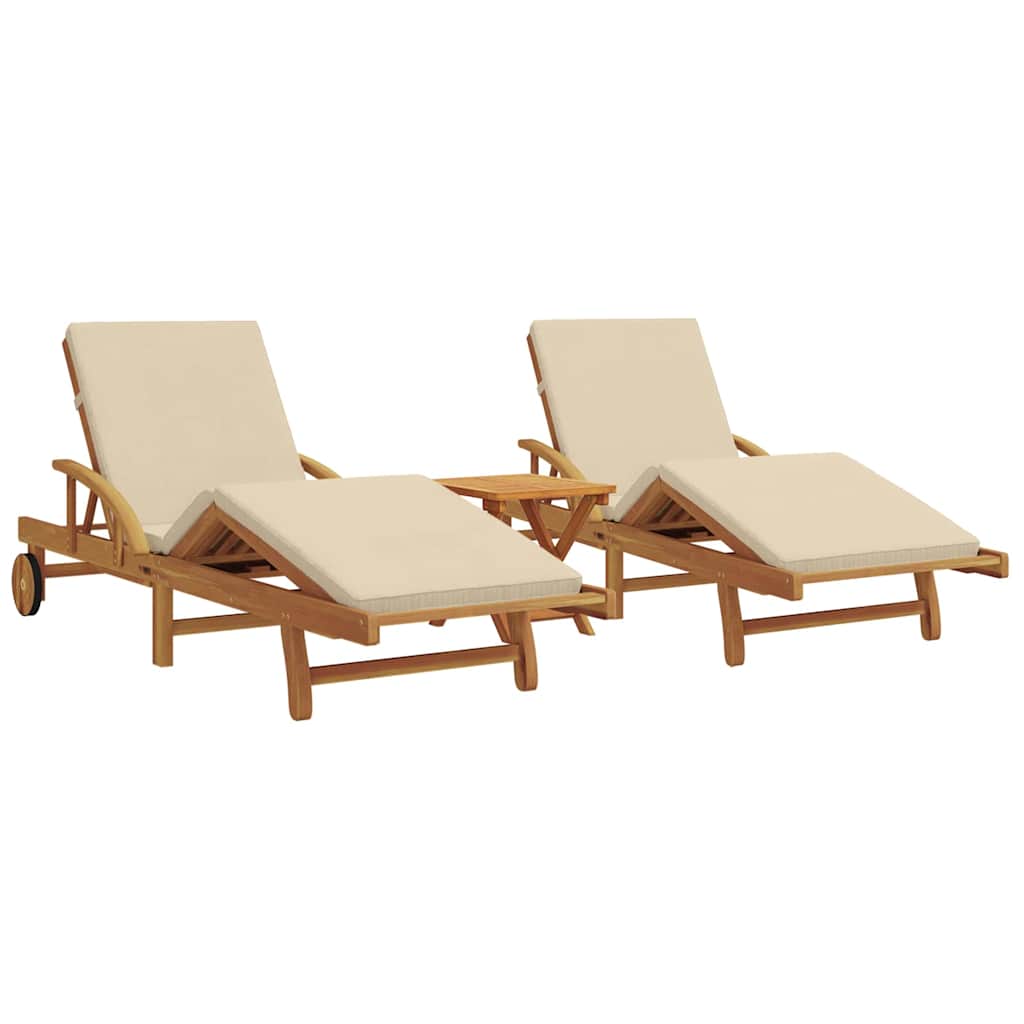 Solstol 3 Pcs Beige 200 X 67 X 84 Cm Massivt Akaciaträ
