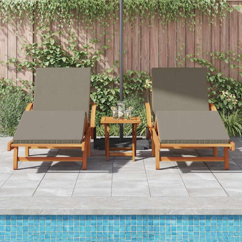 Solstol 3 Pcs Taupe 200 X 67 X 84 Cm Massivt Akaciaträ
