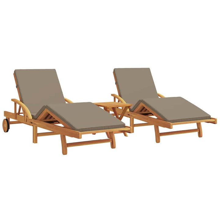Solstol 3 Pcs Taupe 200 X 67 X 84 Cm Massivt Akaciaträ