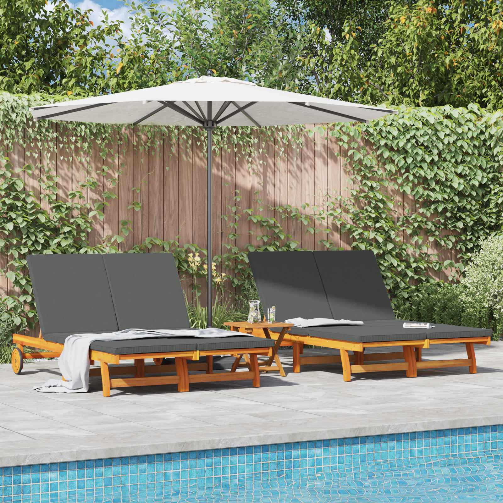 Solstol Brun 125 X 200 X 84 Cm Massivt Akaciaträ