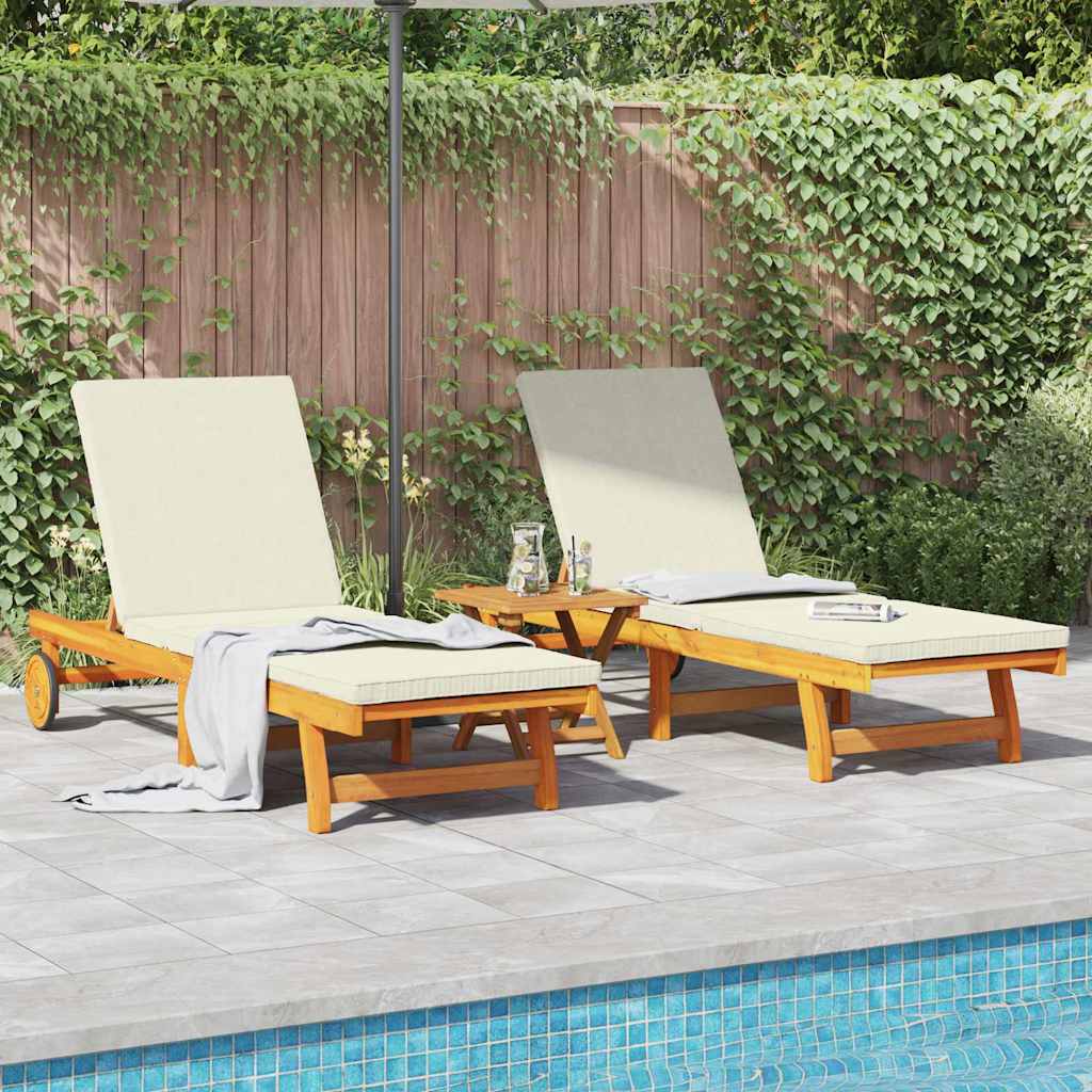 Solstol 2 Pcs Brun 65 X 199 X 84 Cm Massivt Akaciaträ