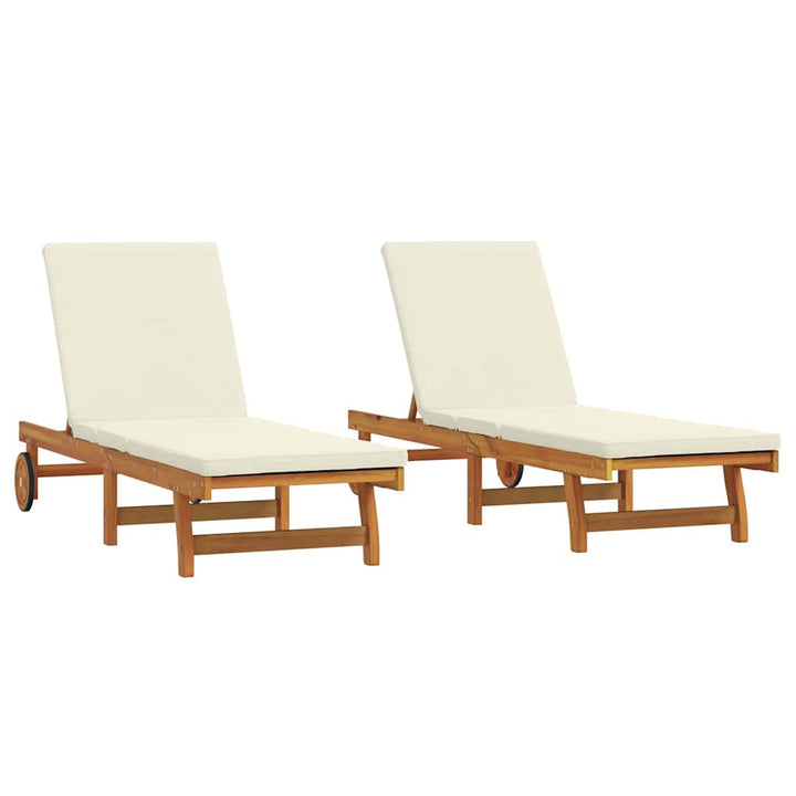 Solstol 2 Pcs Brun 65 X 199 X 84 Cm Massivt Akaciaträ