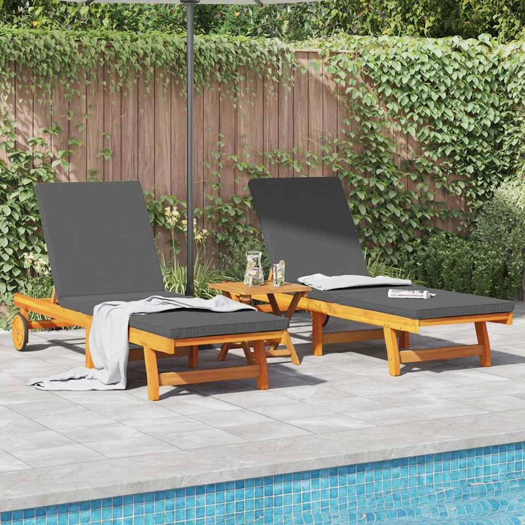 Solstol 2 Pcs Brun 65 X 199 X 84 Cm Massivt Akaciaträ