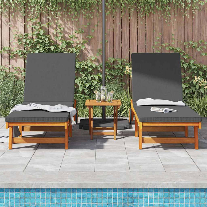 Solstol 2 Pcs Brun 65 X 199 X 84 Cm Massivt Akaciaträ