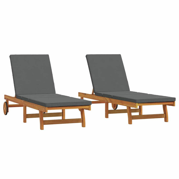 Solstol 2 Pcs Brun 65 X 199 X 84 Cm Massivt Akaciaträ
