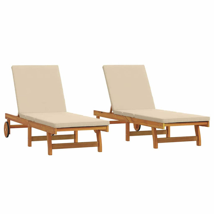 Solstol Reclining 2-Person 2 Pcs Brun Massivt Akaciaträ