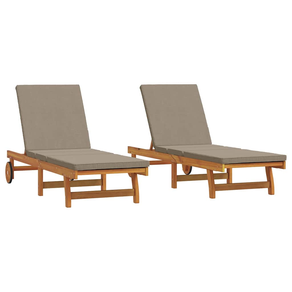 Solstol Reclining 2-Person 2 Pcs Brun Massivt Akaciaträ