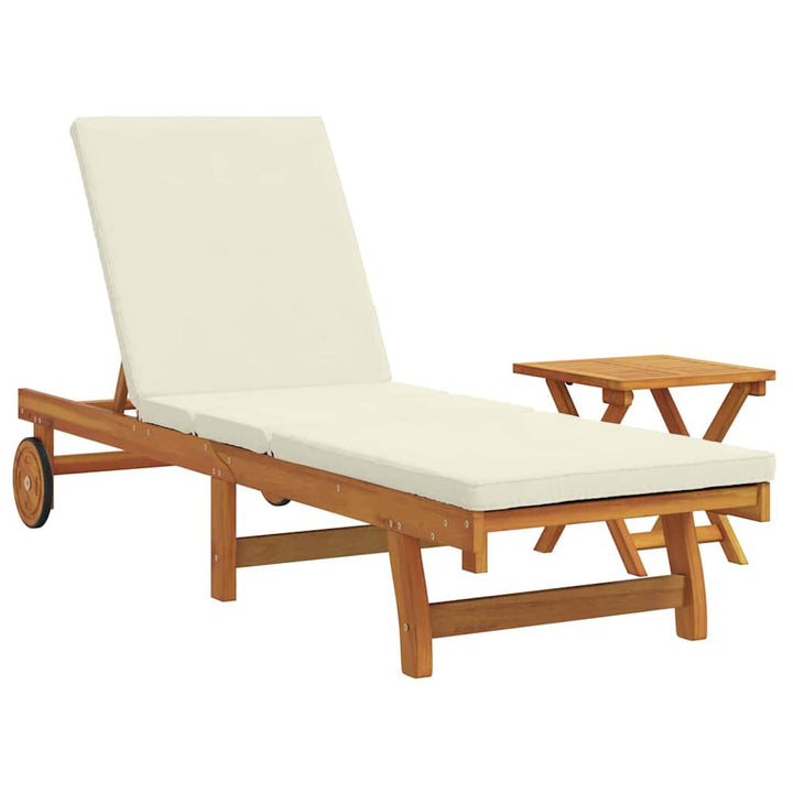 Solstol Reclining 1-Person 2 Pcs Brun Massivt Akaciaträ