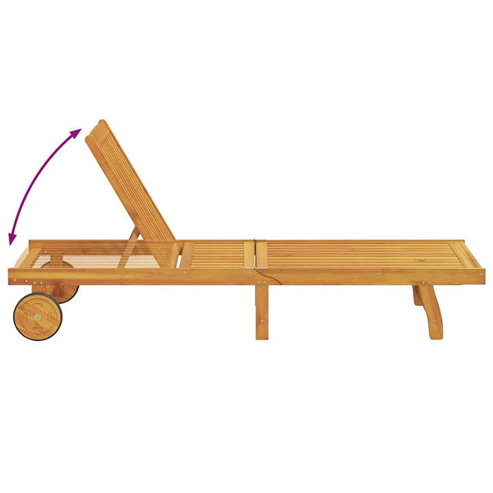 Solstol Reclining 1-Person 2 Pcs Brun Massivt Akaciaträ