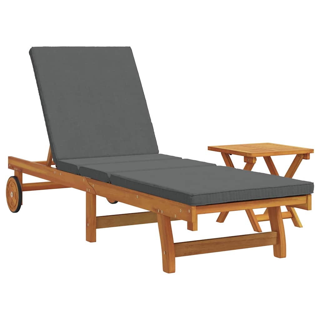 Solstol Reclining 1-Person 2 Pcs Brun Massivt Akaciaträ