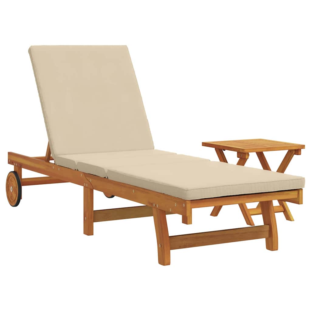Solstol Reclining 1-Person 2 Pcs Brun Massivt Akaciaträ