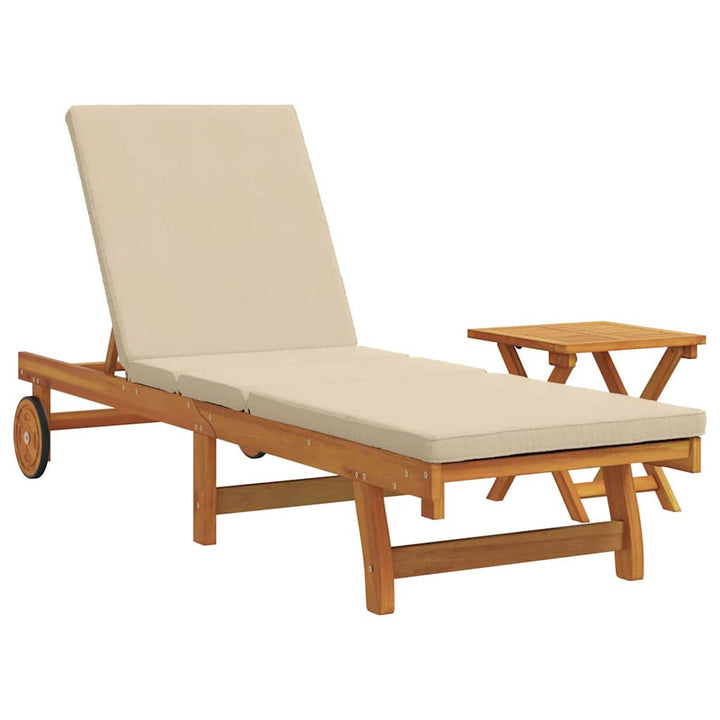 Solstol Reclining 1-Person 2 Pcs Brun Massivt Akaciaträ