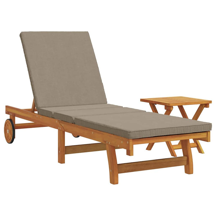 Solstol Reclining 1-Person 2 Pcs Brun Massivt Akaciaträ