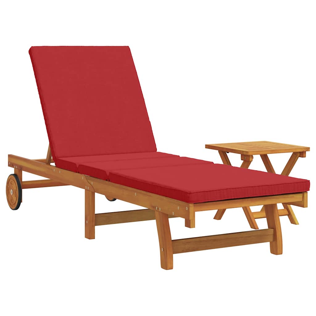 Solstol Reclining 1-Person 2 Pcs Brun Massivt Akaciaträ