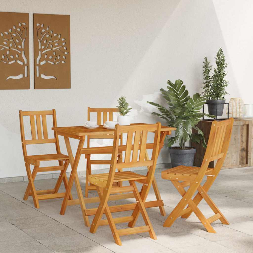 Trädgårds Bistro Set 5 Pcs Brun Massivt Akaciaträ