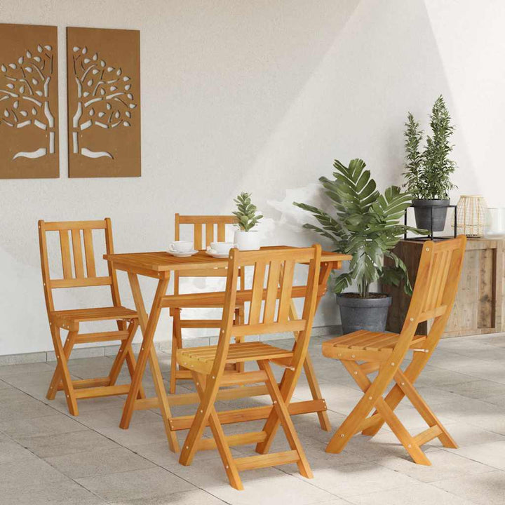 Trädgårds Bistro Set 5 Pcs Brun Massivt Akaciaträ