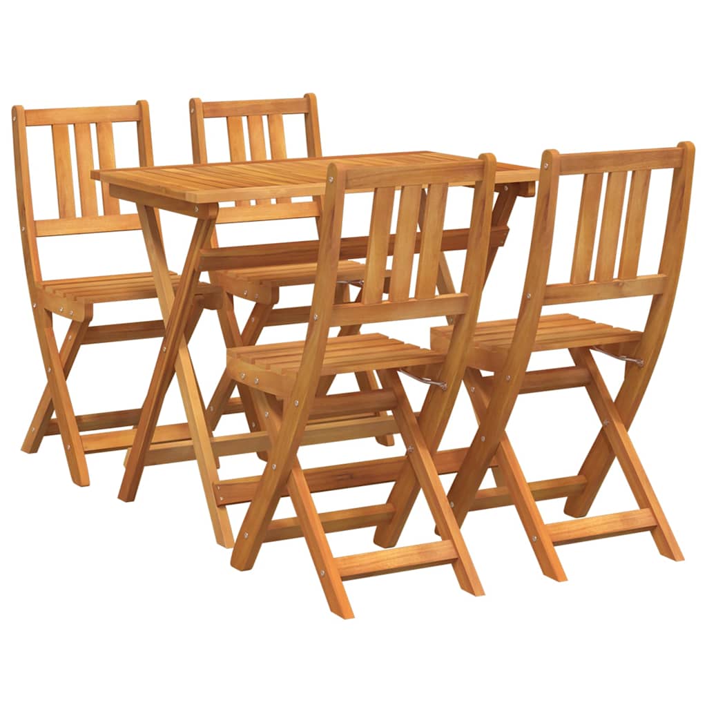 Trädgårds Bistro Set 5 Pcs Brun Massivt Akaciaträ