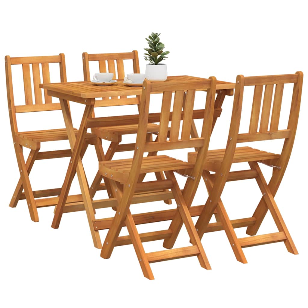 Trädgårds Bistro Set 5 Pcs Brun Massivt Akaciaträ