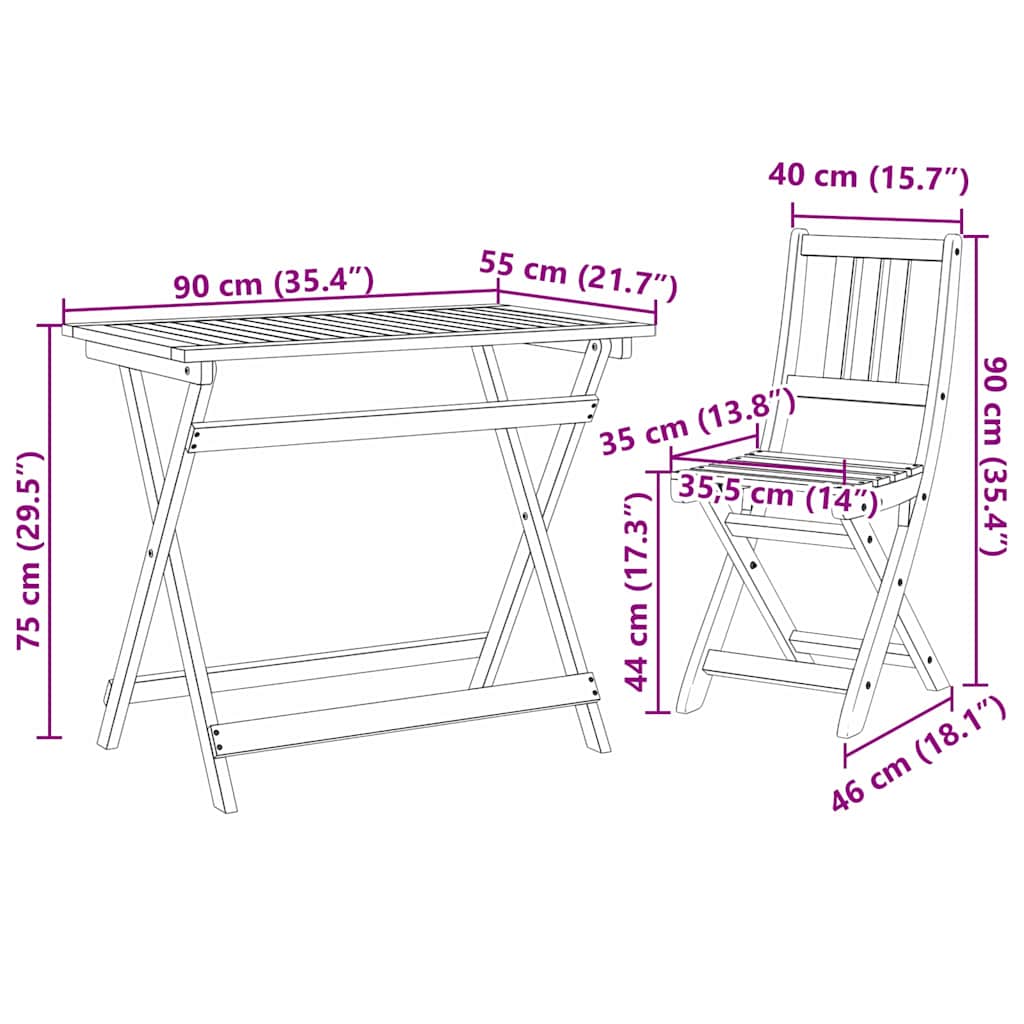 Trädgårds Bistro Set 5 Pcs Brun Massivt Akaciaträ