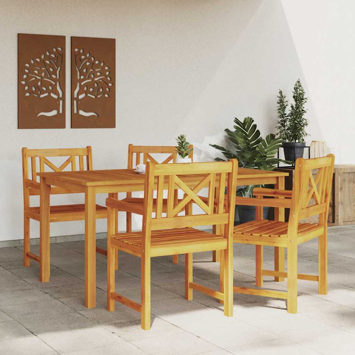 Utomhusbänk 4 Pcs Naturlig 56 X 55,5 X 90 Cm Massivt Akaciaträ