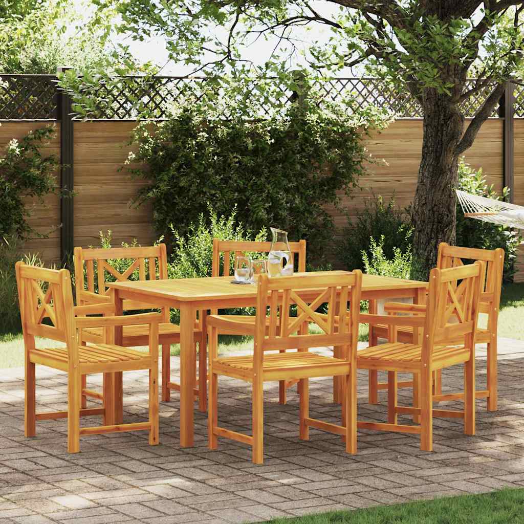 Utomhusbänk 6 Pcs Naturlig 56 X 55,5 X 90 Cm Massivt Akaciaträ