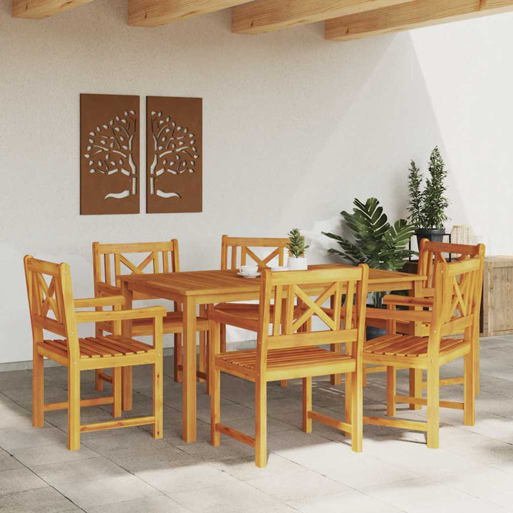 Utomhusbänk 6 Pcs Naturlig 56 X 55,5 X 90 Cm Massivt Akaciaträ