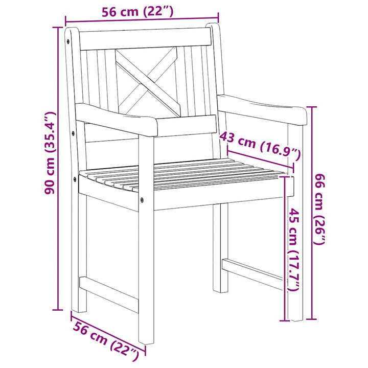 Utomhusbänk 6 Pcs Naturlig 56 X 55,5 X 90 Cm Massivt Akaciaträ
