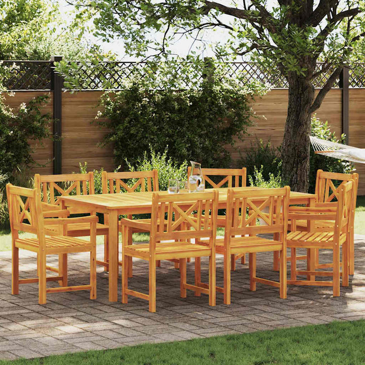 Utomhusbänk 8 Pcs Naturlig 56 X 55,5 X 90 Cm Massivt Akaciaträ