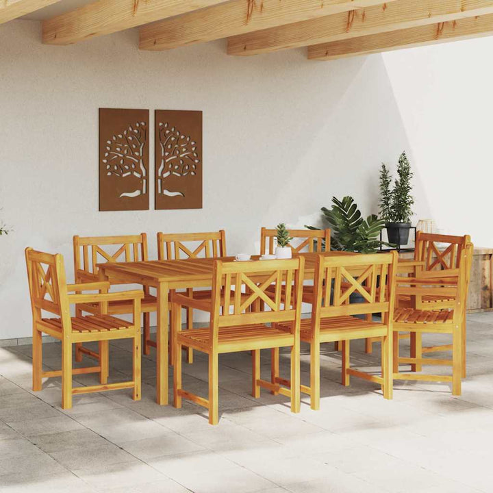 Utomhusbänk 8 Pcs Naturlig 56 X 55,5 X 90 Cm Massivt Akaciaträ