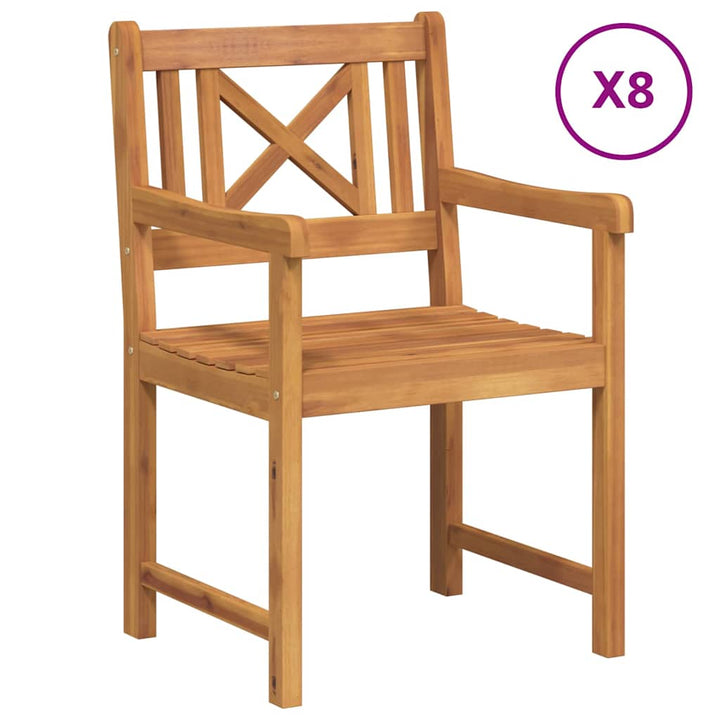 Utomhusbänk 8 Pcs Naturlig 56 X 55,5 X 90 Cm Massivt Akaciaträ