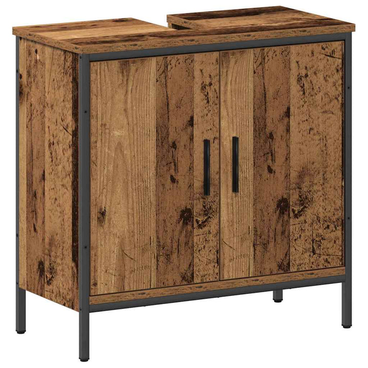 Badrumsmöbelset Med Hylla Med Dörr 2 Pcs Brun Konstruerat Trä