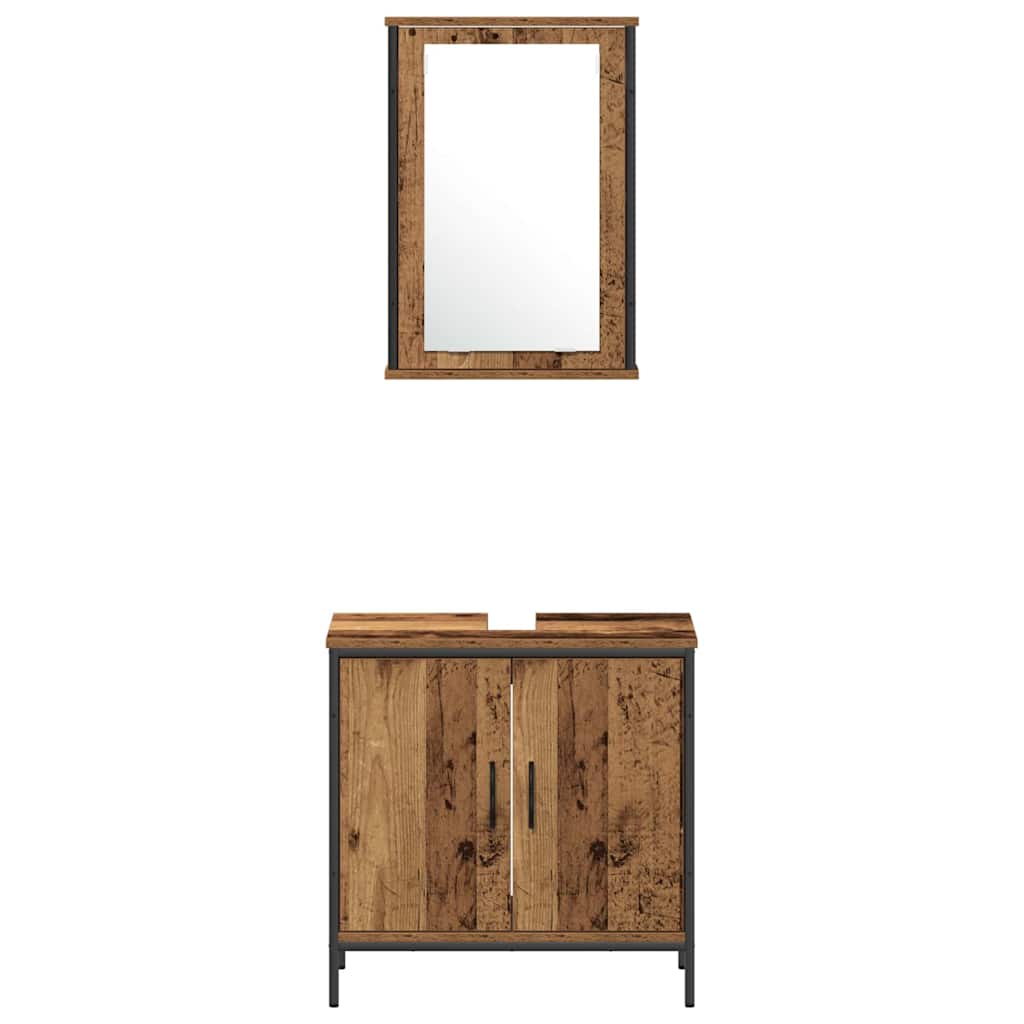 Badrumsmöbelset Med Hylla Med Dörr 3 Pcs Brun Konstruerat Trä