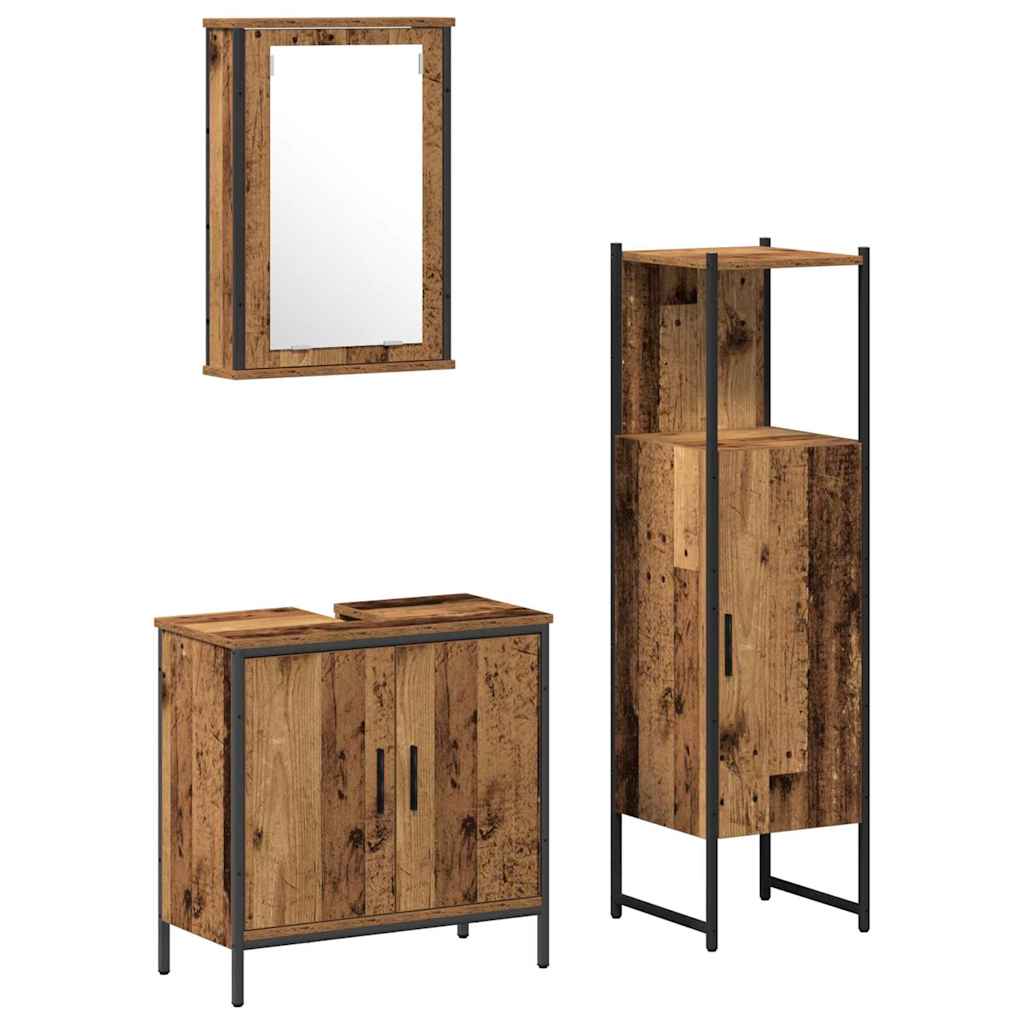 Badrumsmöbelset 3 Pcs Brun 33 X 33 X 120.5 Cm Konstruerat Trä