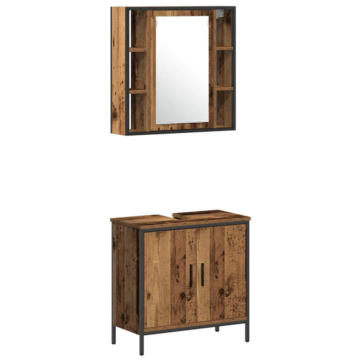 Badrumsmöbelset 4 Pcs Brun 33 X 33 X 185.5 Cm Konstruerat Trä