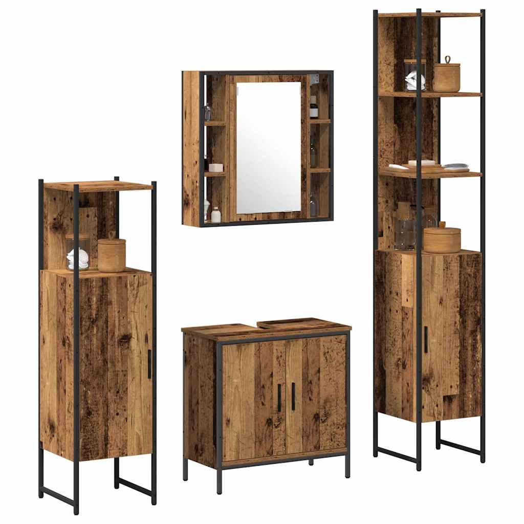 Badrumsmöbelset 4 Pcs Brun 33 X 33 X 185.5 Cm Konstruerat Trä