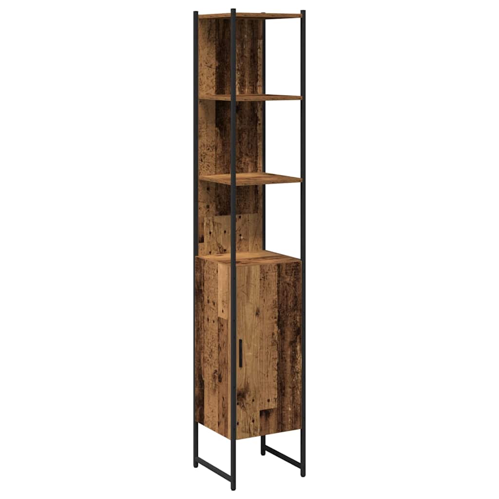 Badrumsmöbelset Med Hylla Med Dörr 4 Pcs Brun Konstruerat Trä