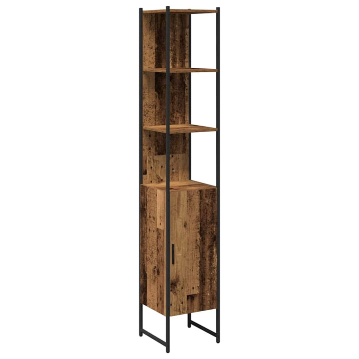 Badrumsmöbelset Med Hylla Med Dörr 4 Pcs Brun Konstruerat Trä