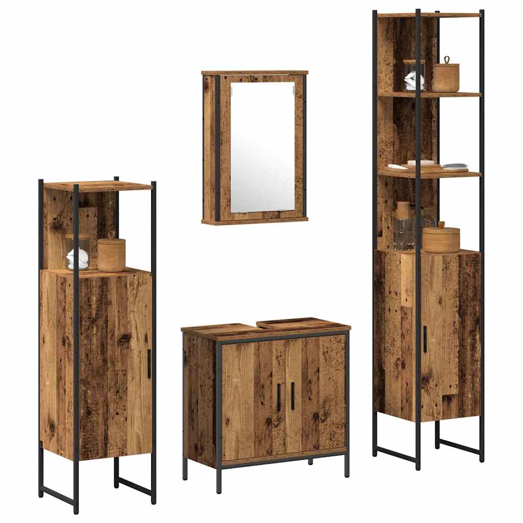 Badrumsmöbelset Med Hylla Med Dörr 4 Pcs Brun Konstruerat Trä